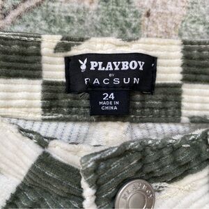 PacSun x Playboy Green and Cream Corduroy Pants